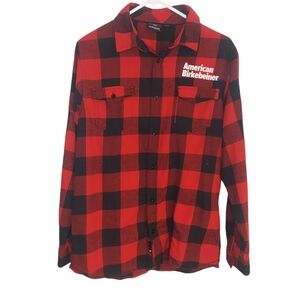 Burnside Birkebeiner Flannel Buffalo Plaid Grunge L/S Shirt Size M VGUC